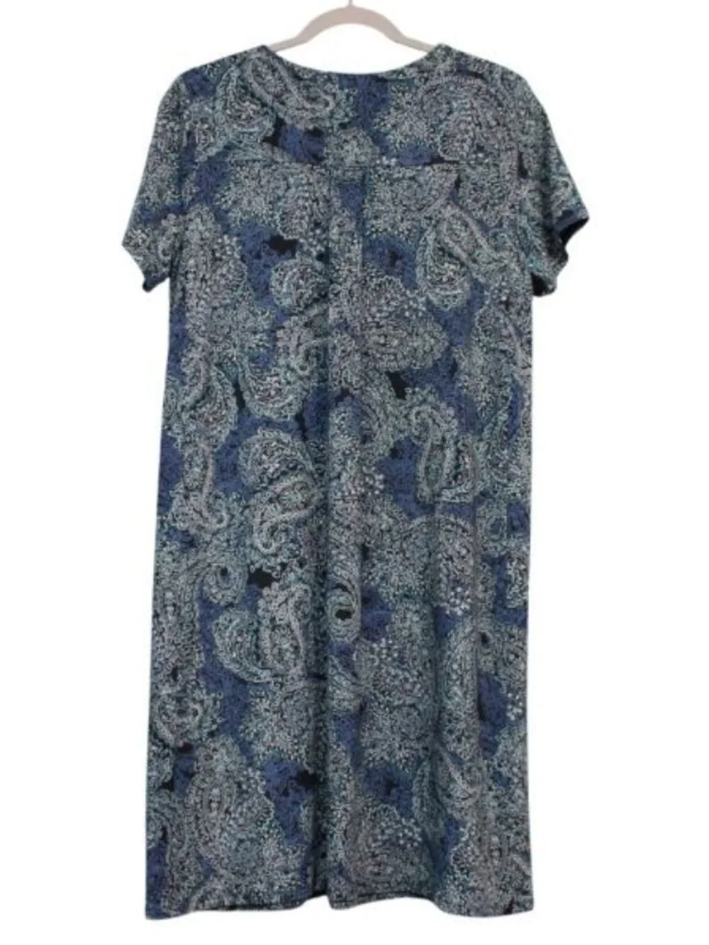 J Jill Wearever Collection Dress Medium Paisley Stretch Knit Knee Length Pockets - Picture 6 of 13